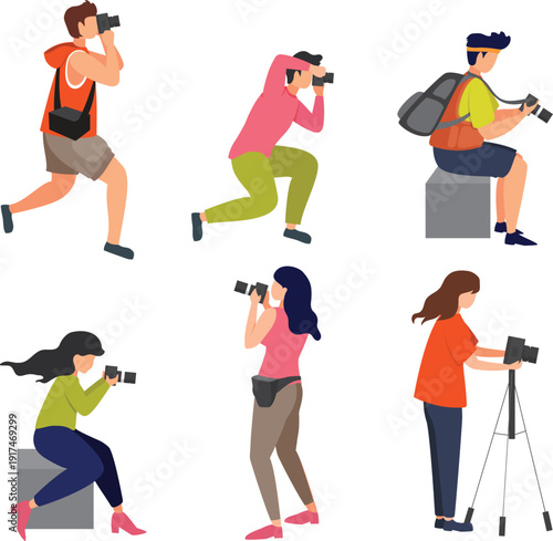 Photographers and Paparazzi Character Illustrations
