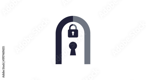 Lock and key security symbol icon.