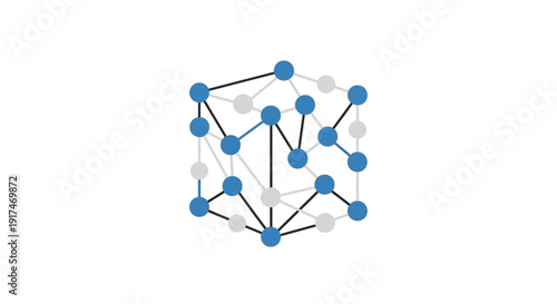 Network connections and blue nodes.