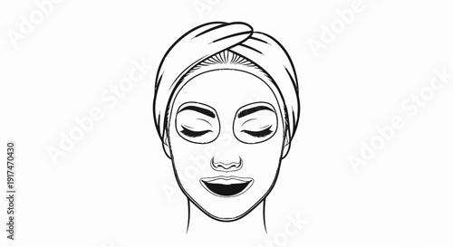 A woman with a towel on her head and a face mask on