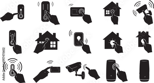 Smart Home Security Icons for Automation and Control Systems