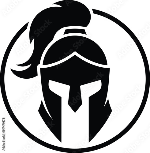 A black and white image of a spartan helmet Vector