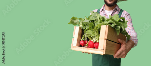 Male farmer with box of rip...