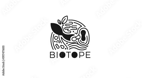 Abstract graphic with biological and organic shapes, leaves, and circles