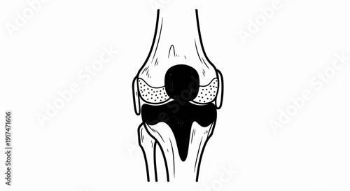 Anatomical illustration of a knee joint prosthesis