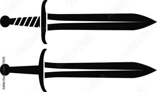 Two black swords on a white background Vector