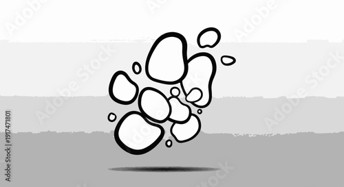 Abstract grouping of irregular shapes, casting a shadow