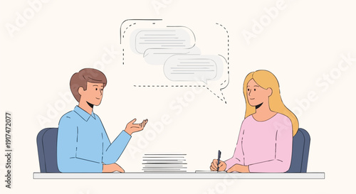 Business meeting man and woman discussing documents.