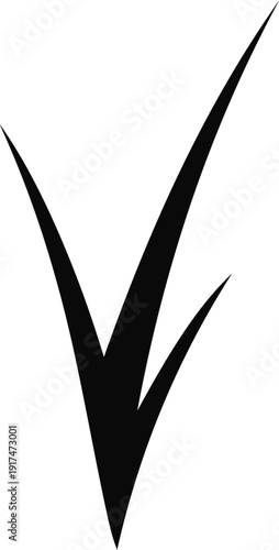A stylized black checkmark symbol on a white background
