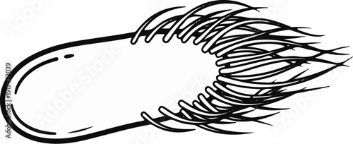 Abstract outline of a teardrop shape with wispy, flowing tendrils