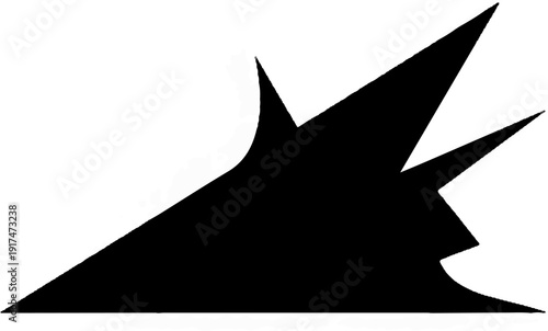 Abstract black shape with sharp, angular protrusions against a white backdrop