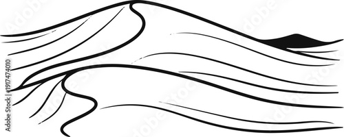 Abstract depiction of rolling sand dunes with dark, shadowed peaks