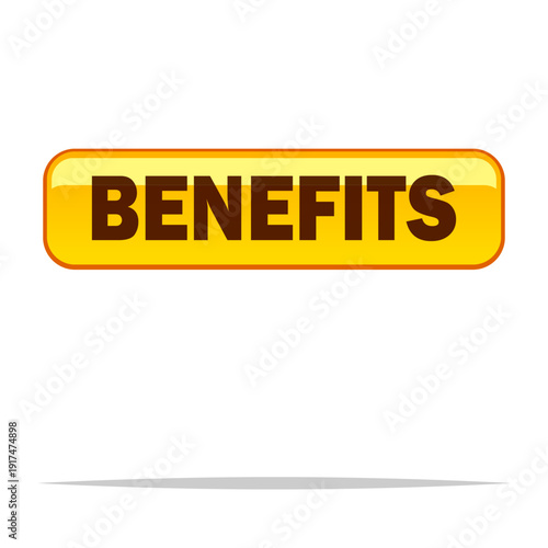 Benefits rectangular icon button vector isolated illustration
