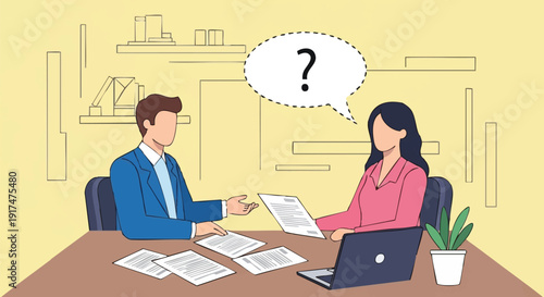 Business Meeting Discussion Question Confused Colleagues.