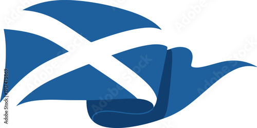 Waving scottish flag icon with saltire on white background