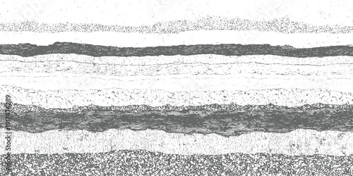 Abstract horizontal bands of textured gray and white patterns resembling geological strata or layered paper