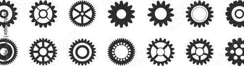 Gear icons, mechanical design, engineering vector, machinery clipart, industrial symbol, cogwheel set, technology illustration, mechanical parts, stylized gears, system graphic