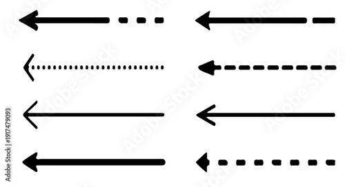 Collection of Left-Pointing Arrows with Varied Styles