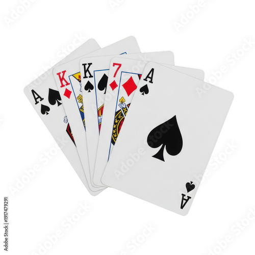 A set of playing cards on transparent background