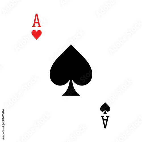 A playing card with an ace of hearts symbol on transparent background