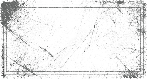 Distressed grunge textured rectangle with postage stamp perforation edges and subtle scratches vintage