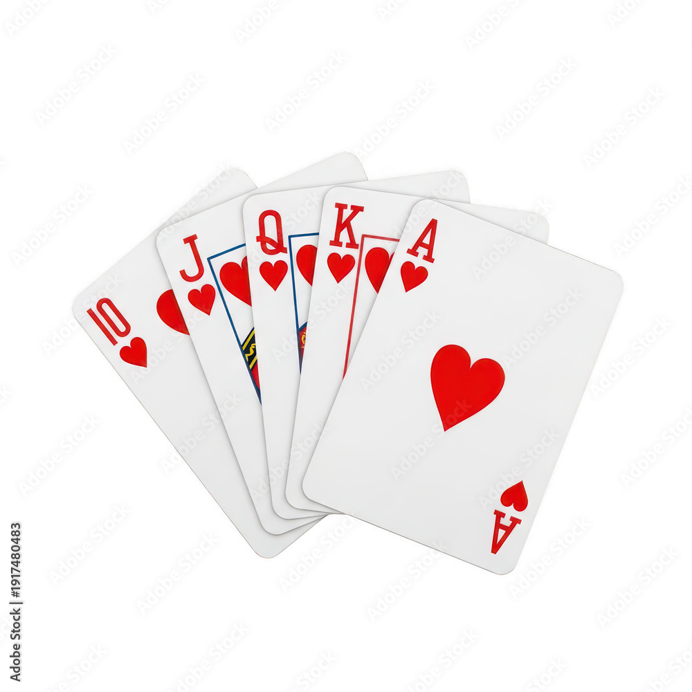 Obraz premium A fan of six playing cards with hearts on transparent background