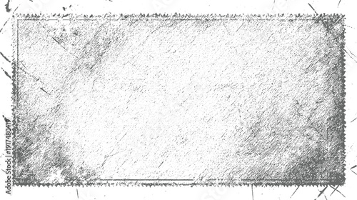 Distressed grey rectangular frame with perforated edges and textured hatching pattern white black