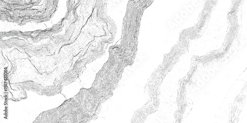 Topographic contour map lines depicting mountainous terrain and river valley