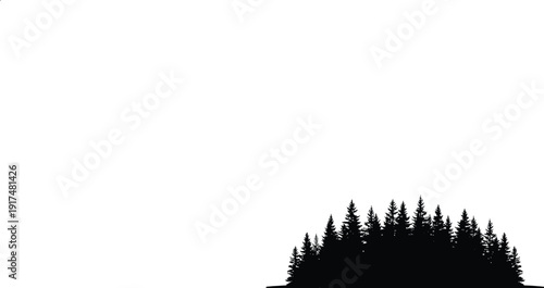 A silhouette of a forest with trees against a white background.