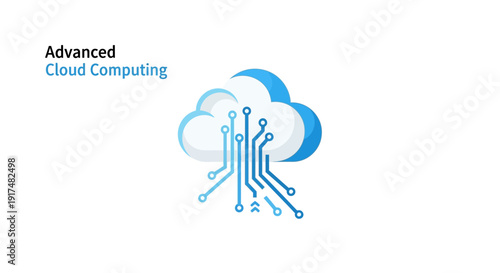 Cloud computing concept illustration featuring advanced technology and data storage solutions in a modern digital landscape from a straightforward viewpoint