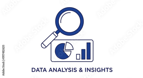 Data Analysis and Insights Graphic Illustration with Magnifying Glass and Charts