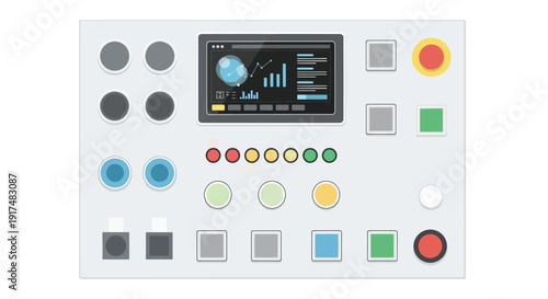 Control Panel Interface with Digital Display and Buttons