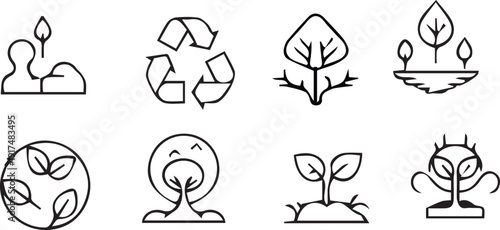 Eco friendly icons and sustainable symbols