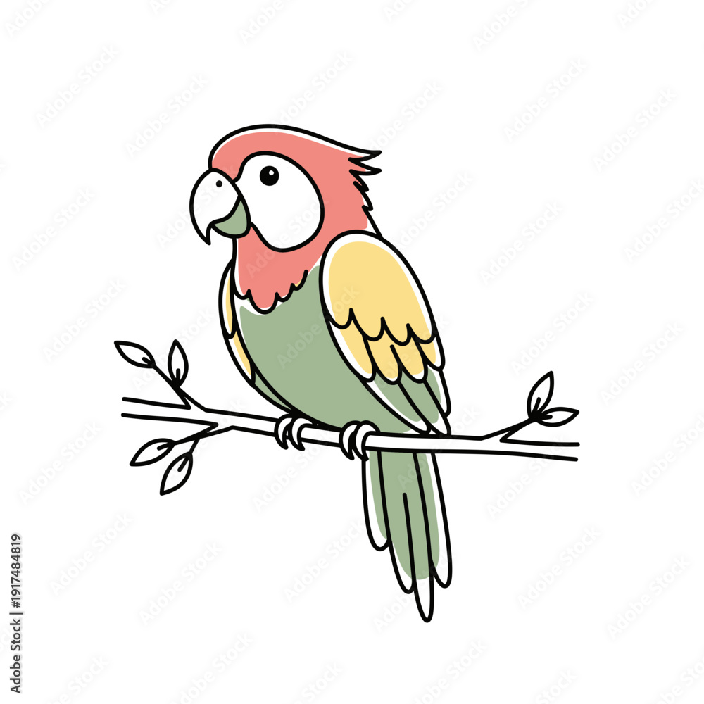 Fototapeta premium Colorful Parrot Sitting on Branch.