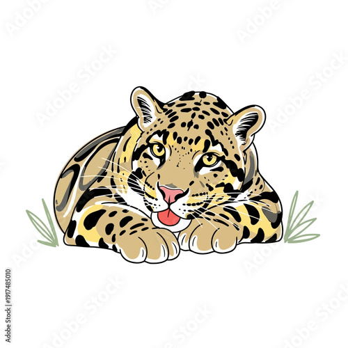 Leopard Lying Down Illustration Art.