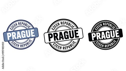 Prague city vector logo and stamp illustrations for travel and tourism