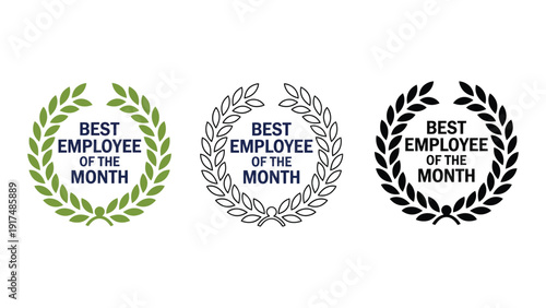 Three "Best Employee of the Month" laurel wreath awards are shown.