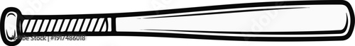 Black and white illustration of a baseball bat, with a thick handle