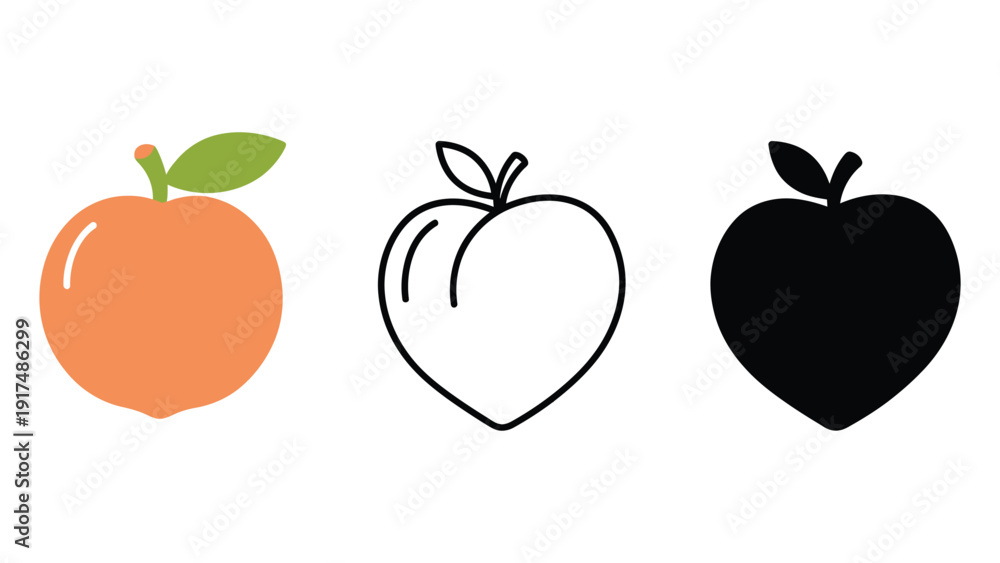 Fototapeta premium Apple vector icons in different styles and colors for design