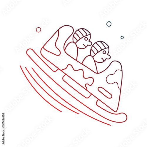 Bobsled doodle icon with white background vector stock illustration