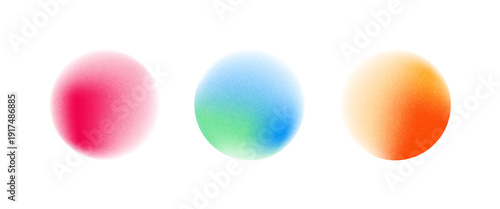 Set color circle gradient noise gradation. Abstract colorful watercolor blur mesh on isolated transparent background. Circle shape png.