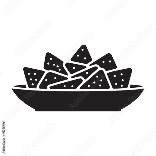 Fototapeta Plate of nachos Vector, Silhouette, Illustration