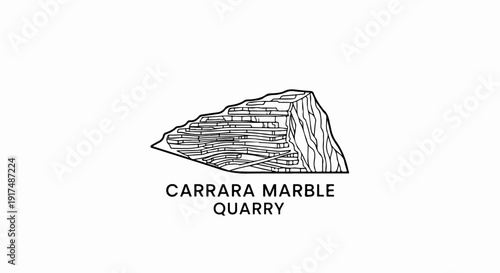 Black and white illustration of stacked stone layers within a rough-edged wedge