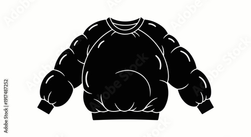Black cartoon style puffy sleeve sweatshirt with white trim