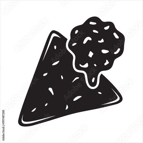 Nacho with salsa scoop Vector, Silhouette, Illustration