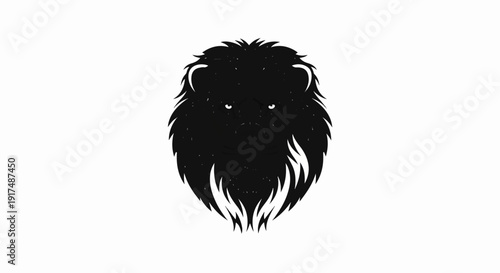 Black lion head graphic with detailed mane, sharp ears, and bright eyes