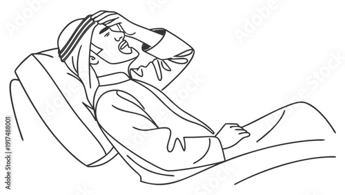 Man Reclining with Hand on Forehead