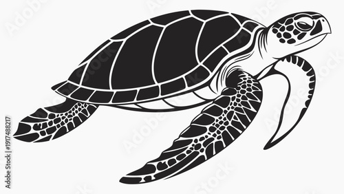 Graceful sea turtle glides through clear blue water, a symbol of ocean life and tranquility.