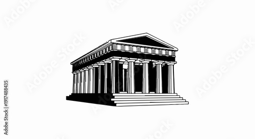 Classical ancient temple structure with a triangular pediment and colonnade