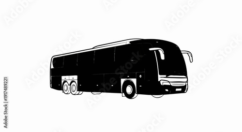 Black elongated passenger vehicle with multiple windows and wheels
